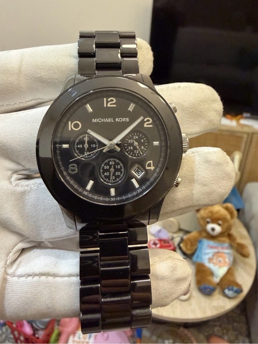 Michael Kors Runway MK5164 Black Ceramic Chronograph Men Women Watch Date 45mm